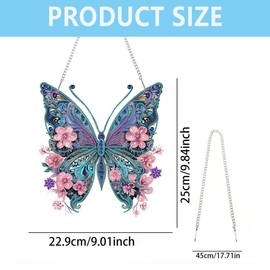 Diamond Painting Fensterbilder Schmetterling, DIY Hängender Diamantbemalter Schmetterling, 3D Diamond Painting Anhänger Schmetterlinge, Diamant Malset Frühling Fenster Türkranz Deko（22.9x24.9cm）