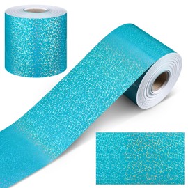 Mixweer 65 Feet Holographic Bulletin Board Borders Sparkle Laser Dots Straight Rolled Border Trim Shiny Classroom Decoration for Chalkboard Back to School Offices(Teal Holographic)