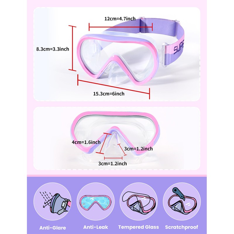 Supertrip Kids Swimming Goggles with Nose Cover for Ages 6-14,