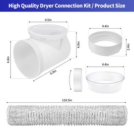 Dryer Vent Connector Kit Double 90 Degree Dryer Vent Elbow + Dryer Vent Hose, Dryer Duct Connector for 4 Inch Tubes, Clothes Dryer Vent Connector Elbow Kit Easy to Clean & Connect in Narrow Spaces