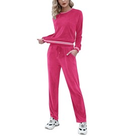 Totatuit Womens Casual Velour Tracksuit 2 Piece Set Long Sleeve Pullover Workout Pants Sweatsuits Sets Jogging Suits