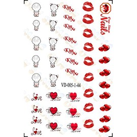 Valentine's Day Forever in Love Nail Art Decals. Clear waterslide nail art decals (Tattoo) Set of 44 by One Stop Nails VD-005-1-44