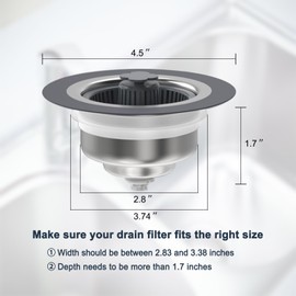 CIKTON 3 in 1 Kitchen Sink Drain Strainer Drain Stopper, Sink Drain Strainer and Kitchen Sink Stopper, Sink Strainer and Sink Stopper Can be Used to Protect Your Pipes