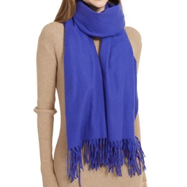 MYSSUCI Elegant Women's Scarf with Fringes, 200 x 68 cm, Soft and Warm Winter Scarf, Ideal for Wedding, Everyday and Outdoor Activities, royal