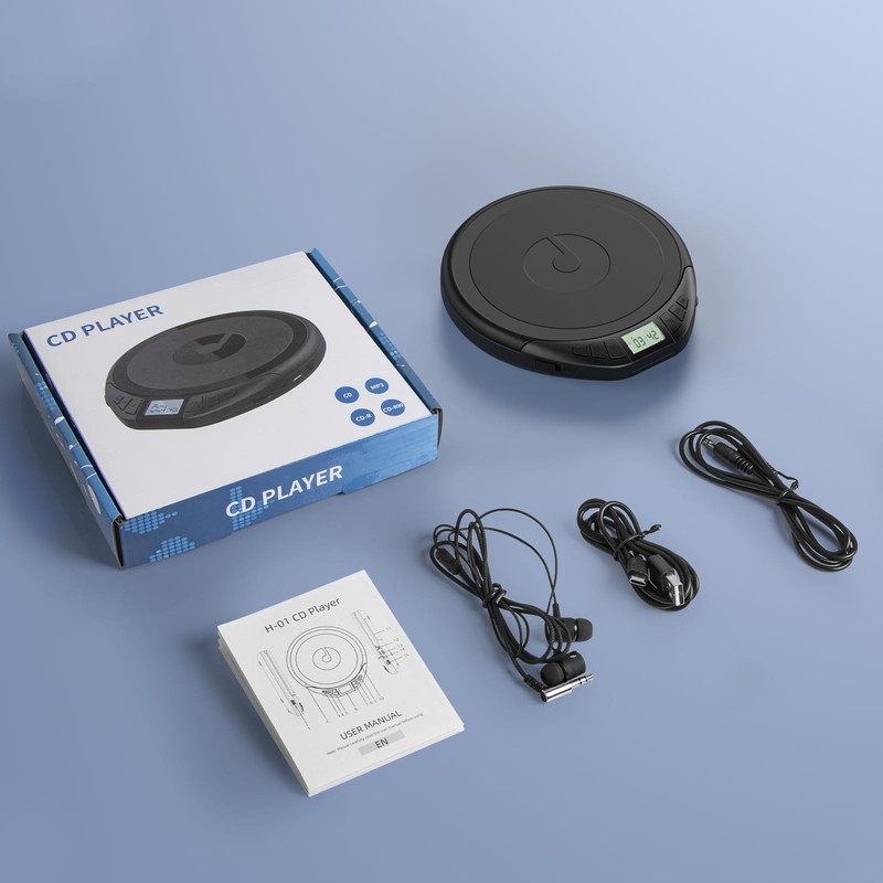 Gueray CD Player Portable CD Dsicman: with Earphones for Car