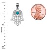 Fine Sterling Silver Hamsa Hand with Blue Stone Evil Eye