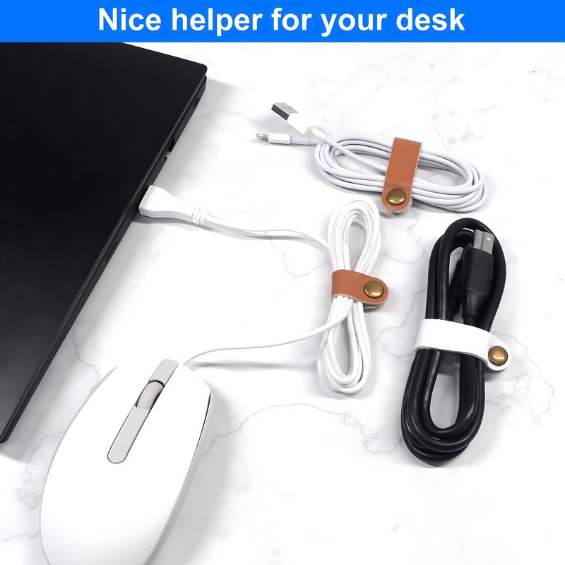 Coideal Leather Cable Ties Organizer, 20 Pcs Earphone Cable Straps