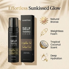 Self Tanning Mousse,Vegan Express Self Tanner,Sunless Tanner,Streak Free,Fast Drying&Moisturizing,Quick Natural Golden Tan for All Skin Types,200ml/6.7 fl oz