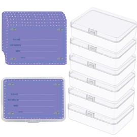 6PCS Mini Clear Plastic Storage Box with Self-Adhesive Labels, 3.4x2.4x1 Inch Small Organizer for Small Items Headphones, Hairpins, Screws, Buttons, Beads, Craft Accessories