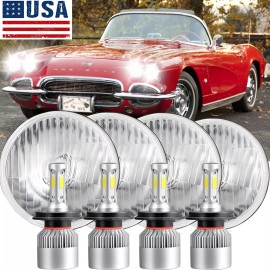 Unbranded 4x DOT 5.75" 5-3/4 inch LED Headlights Hi/Lo Beam 6000K For Chevy Corvette 62-82