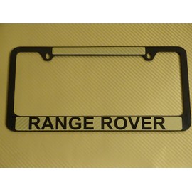 AtoZCustoms Range Rover License Plate Frame Glossy Black Metal Gold Carbon Fiber Details
