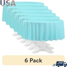 Unbranded Round Disposable Plastic Table Cover Waterproof Party Tableware Event Decor 6 Pc