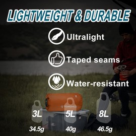 CHUSHEN Waterproof Dry Sacks Pack of 3 Lightweight Dry Bags for Outdoor Activities