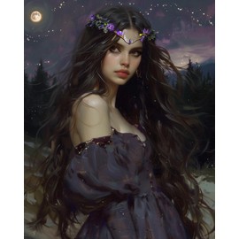 MOSTORY Purple Moon Flower Crown - Handmade Floral Fairy Headpiece Woodland Elven Circlet Forest Wreath for Women Girls Wedding Renaissance Party Cosplay Photo Shoot