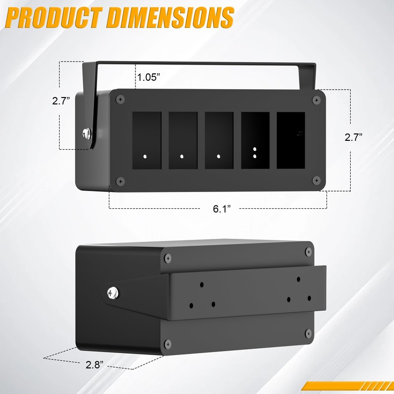 Okerny Rocker/Toggle Switch Box - 5 Gang Switches Installation housing