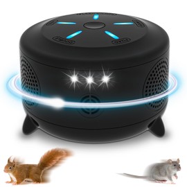 Mice Rat Repellent Indoor, Ultrasonic Repellent Rodent Mice, 360° Squirrel Repeller with 9 Strobe Lights, Repel Mouse/Squirrel/Bat for Attics, House