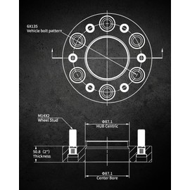EVIL ENERGY 6x135 Wheel Spacers 2 inch Compatible for Ford Expedition F150 2004-2014, 6x135 mm Hubcentric with Lip 6 Lugs 87.1 mm Hub Bore M14x2 Studs Wheel Adapters Red