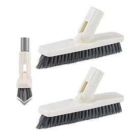SUPERWASH PLUS Grout Brush, Swivel Brush Head with Heavy Duty Stiff V-Shaped Bristles Cleans Shower, Corner, Tile and Narrow Space (2 Pack Refill Brush Head Only)