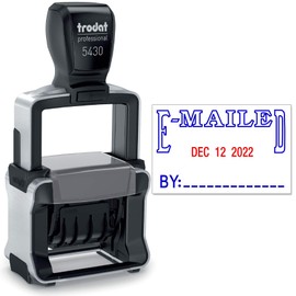 Trodat 5430 Professional Self-Inking Date Stamp with E-MAILED - Blue/Red 2 Color Ink