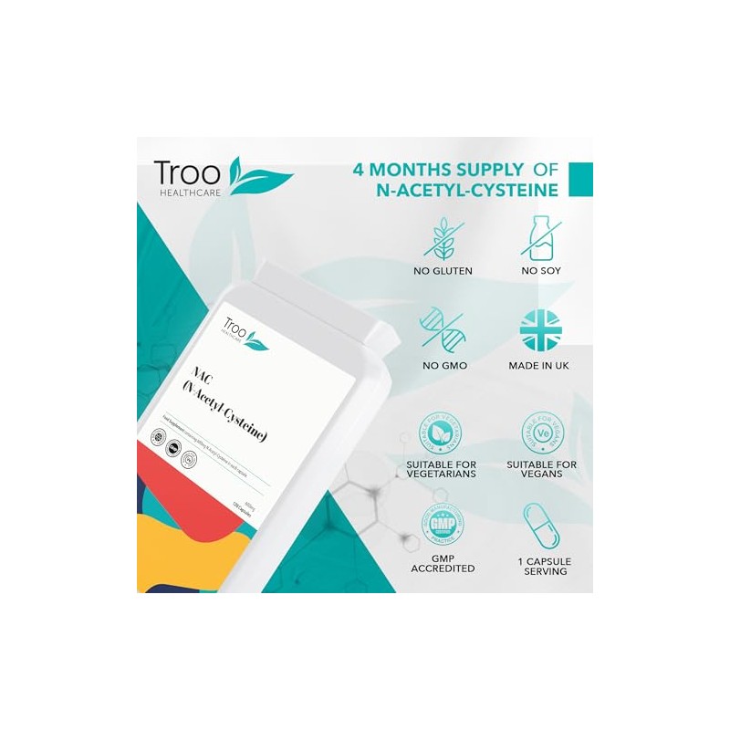 NAC Supplement 600mg By Troo Healthcare - High Strength N-Acetyl