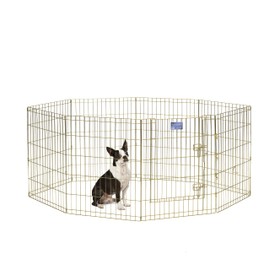 MidWest Homes for Pets Folding Metal Puppy/Dog Exercise Pen, Indoor/Outdoor Playpen with Door, 16 Sq Feet of Play Space, 30-Inches Tall, Gold Zinc