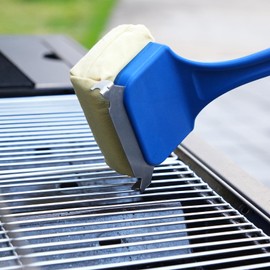 Grill Brush Bristle Free, Replaceable BBQ Cleaning Head Accessories Cleaner, Wavy Pad Perfect for Stainless Steel, Porcelain, Cast Iron Grates Round Rectangle Grates (Yellow)