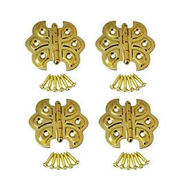 QCAA Butterfly Hinge, for Cupboard Door, 4 Pack, Brass Plated, Made in Taiwan