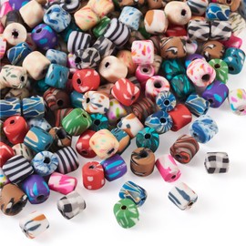 Craftdady - 190 abalorio de arcilla de columna de 6 mm, abalorio espaciadoras de tubo de 6 mm, abalorio coloridas hechas a mano, de polímero, sueltas, para hacer collares, joyería