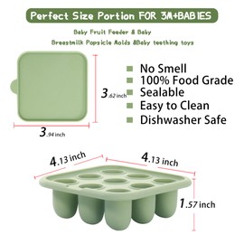 WAJIAYON Baby Food Freezer Tray,Silicone Nibble Freezer Tray,Baby Fruit Food Feeder Teether Tray,Breastmilk Popsicle Mold,Baby Food Storage Container Ice Cube Tray Maker for Homemade Baby Food-Blue