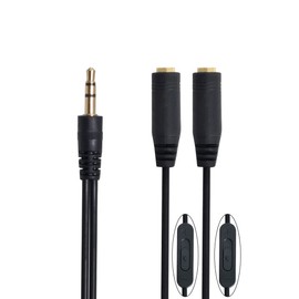 chenyang 3.5 mm Stereo Male to Double 3.5 mm Female Audio Headphone Y Splitter Cable with Volume Switch