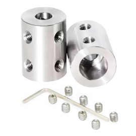 Set of 2 6.35 mm to 12 mm Rigid Coupling, L22 x D18 Adjusting Screw Shaft Coupling Motor Connector Stainless Steel for 3D Printers, Engine Accessories, RC Boat Car Aeroplane