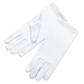 Elegant Ingenue Girl's Satin Wrist Length Gloves (White, Age 13-15)
