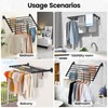 Scisum Wall Mounted Clothes Drying Rack 57 Inch – Foldable