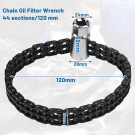 DBREAKS 12 cm Chain Oil Filter Wrench, 44 Knots Double Chain Wrench Oil Filter Wrench Universal Oil Filter Chain Wrench for Motorcycle Car Oil Filters, Oil Filter Change