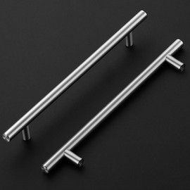 Ravinte Pack of 10 Silver Furniture Handles, T Bar Handles for Kitchen Cabinets, 192 mm Hole Centre, Cabinet Handles, Rustproof Stainless Steel Furniture Door Handles