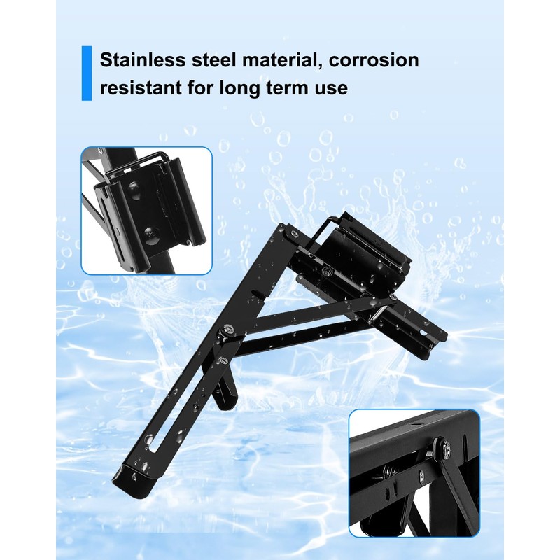 2 Pack Collapsible E Track Shelf Bracket, 11.5 Inch Stainless