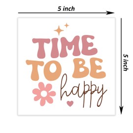 Time To Be Happy - Inspirational 5"x5" White Wooden Decor Sign - Motivational Decor for Home, Dorm, Office, etc. - Gifts for Birthday, Back-to-school, Christmas, etc.(101)