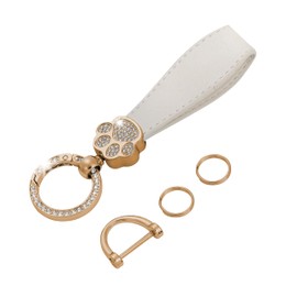 tonecraft Paw Dog Cat Dog Cat Key Chain Bag Charm Women Women's Popular Stylish Cute PU Leather Charm Gold, white