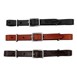 Thor Equine Western Chin Strap for Horses Prevents the Bit from Slipping, Curb Strap Made of 100% Soft Cowhide Leather with Silver Clasp Adjustable from 15 cm - 21 cm (Black)
