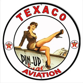 Handmade Texaco Aviation Pin Up Metal Sign 14x14