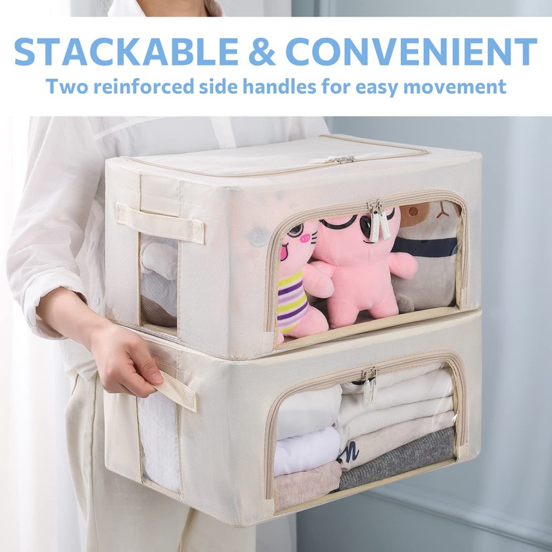 3Pack Frame Storage Box - Clothes Storage Bin Bags Oxford