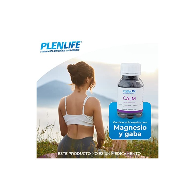 PLENLIFE Gomitas Calm con magnesio y L-teanina sabor frambuesa, 80