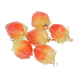 PATIKIL 0.6 x 0.4 inch flower beads, 6 pieces acrylic flower bud beads, mini rose pendant for bracelets, earrings, necklaces, jewellery making and DIY crafts, orange
