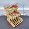 FixtureDisplays 3 Tier Fruit Basket Stand, Bamboo Clear Varnish, Countertop