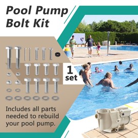 Pool Pump Bolt Kit for Pentair Whisperflo/Intelliflo Pool & Spa Pumps - Complete Stainless Steel Bolt Set - Include Motor Bolts, Diffuser Screws, Washers, Nuts, Foot and Insert Bolt, Seal Plate Bolt