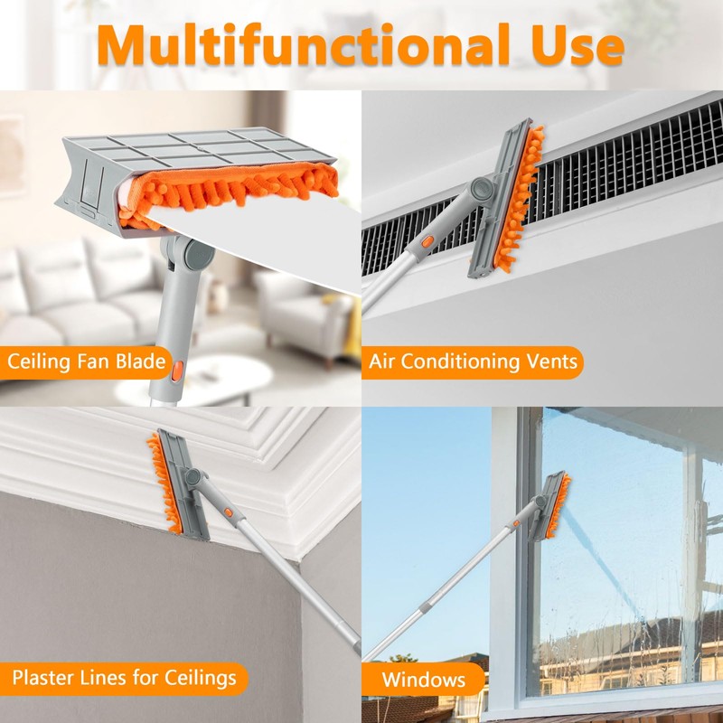 Ceiling Fan Cleaner Dusters with 72'' Extension Pole, Reusable Microfiber
