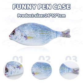 SIVZUMO 1 x Fish Shaped Pencil Case Novelty Fish Pencil Case with Padded Lining Fish Gifts Fish Gift for School Classroom