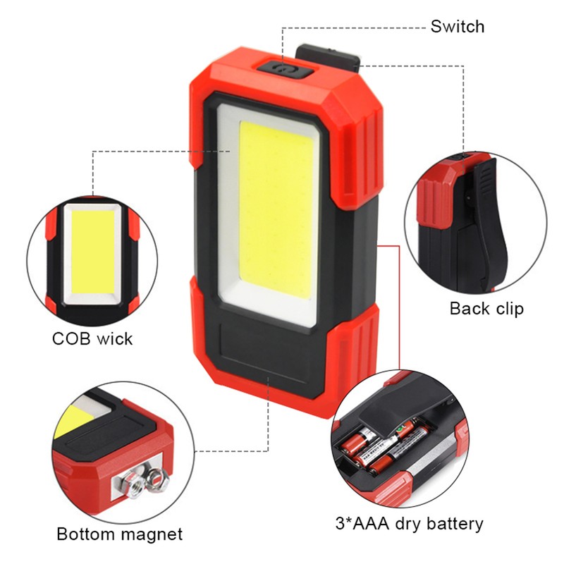 2 Pack COB Work Light LED Magnetic Base and Clip