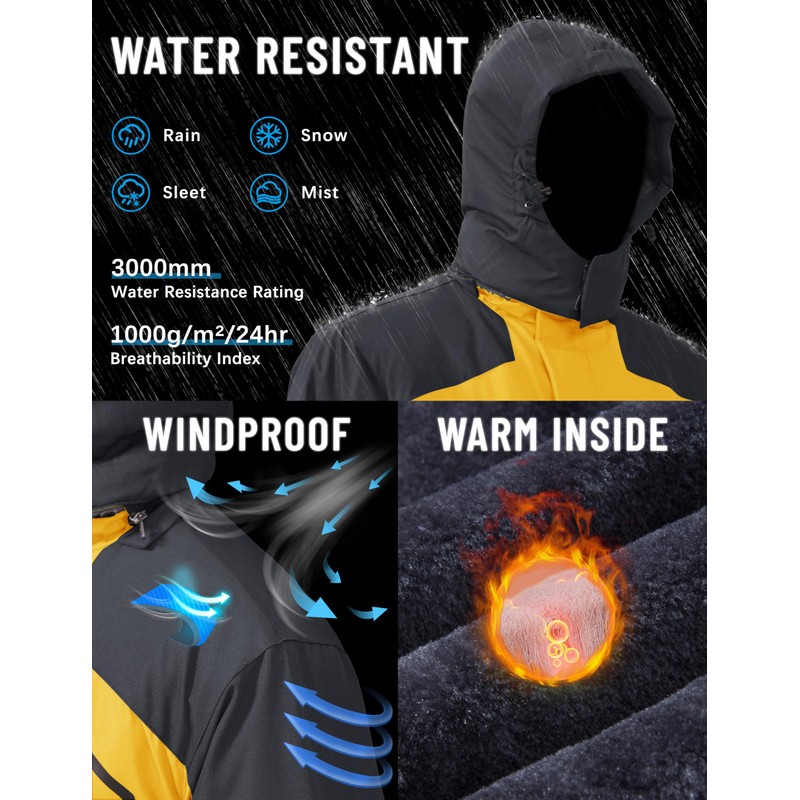 TACVASEN Winter Parka - Men's Snowboard & Skiing Jacket -