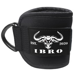 IBRO Ankle Strap for Cable Machines & Resistance Bands, Premium Padding Secure Fit, One Size Fits All, Kickbacks, Glute Workouts, Hip Abductors - Ankle Straps for Lower Body Exercise Single Black